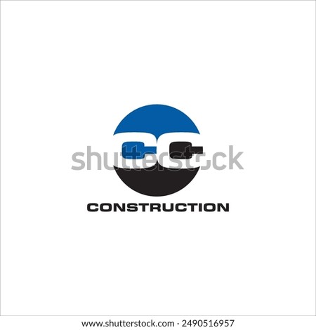 The Construction logo with the initials CC is a circle in blue and black