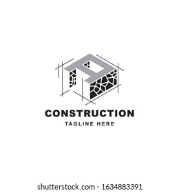 Construction logo with letter A shape symbol vector template.Initial A stone icon  illustration