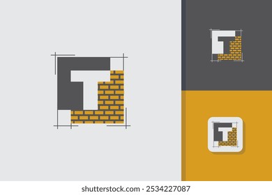 Konstruktionslogo mit Buchstaben-zu-Symbol-Vektorvorlage