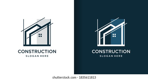 Construction Logo Line Art Style Building Stock Vector (Royalty Free ...