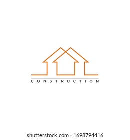 construction logo in line concept design.