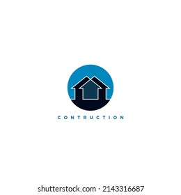 logotipo de construcción en diseño de concepto de línea.