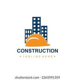 Construction logo minimal style. Construction working industry concept. Building company logotype. Real estate icon, Vector illustration
