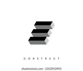 Construction logo. Modern 3d construction and structure vector design symbol.