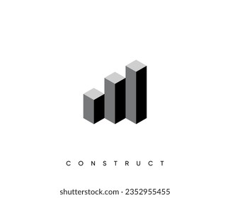 Construction logo. Modern 3d construction and structure vector design symbol.