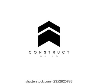 Logo de la construcción. Arquitectura moderna, construcción de edificios, estructura, diseño de vectores de planificación.