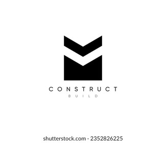 Logo de la construcción. Arquitectura moderna, construcción de edificios, estructura, diseño de vectores de planificación.