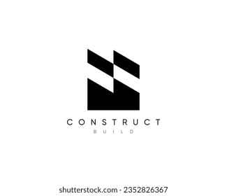 Construction logo. Modern architecture, building construction, structure, planning vector design symbol.