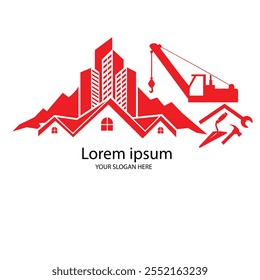 Um logotipo de construção com um tema de cor vermelha transmite força, determinação e confiabilidade.