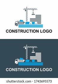 Construction logo. Simplified image of a building infrastructure