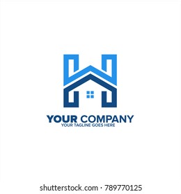 Construction logo template, Home and Real Estate icon, Letter H logo template with House Building