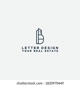 Construction logo template Letter B. A symbol of real estate or house building. - Vector