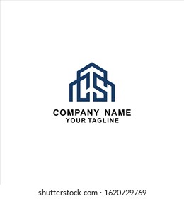 Construction logo template Letter CS. A symbol of real estate or house building. - Vector