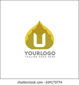 Construction logo template. Real estate or house building symbol. Letter U