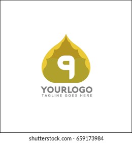 Construction logo template. Real estate or house building symbol. Letter 9