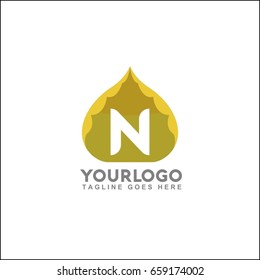 Construction logo template. Real estate or house building symbol. Letter N