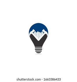 Plantilla de logotipo de construcción, adecuada para la marca de la empresa de construcción. Logotipo de reparación en casa. Logo de House Real Estate. Logo del concepto de la bombilla de construcción. Señal de la casa de reparaciones	