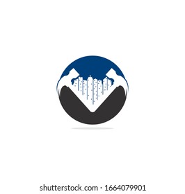 Construction logo template, suitable for construction company brand. Home repair logo. House Real Estate logo. Construction Building Logo. Tools icon. Repairs house sign