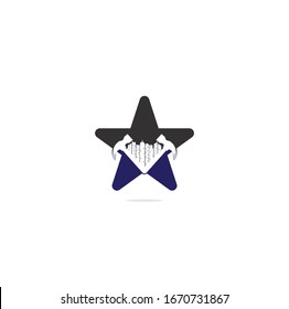 Construction logo template, suitable for construction company brand. Home repair logo. Construction Building star shape concept Logo.	