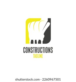 Construction logo vector with dual tone color