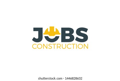 Construction logo in word mark style formed helmet construction symbol