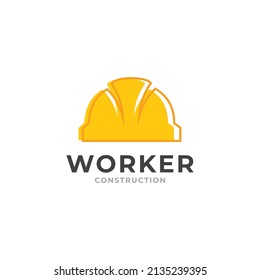 Logo de construcción en estilo marca de palabras símbolo de construcción de casco formado
