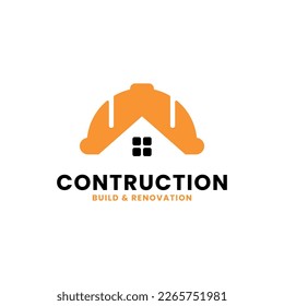Logo de construcción en estilo marca de palabras símbolo de construcción de casco formado
