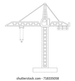 Construction machine. Crane. Coloring pages for children