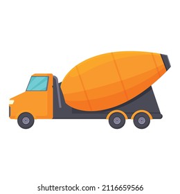 Construction machine icon cartoon vector. Concrete mixer. Cement truck