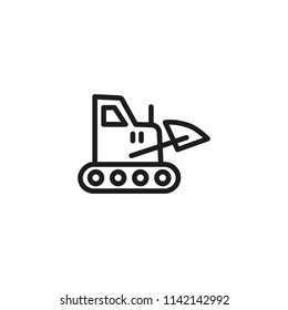 Construction machine line icon. Bulldozer, excavator, loader. Engineering concept. Vector illustration can be used for topics like transportation, vehicle, construction industry