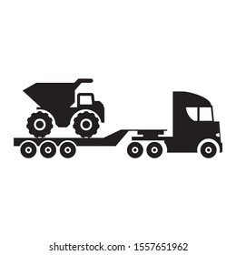 Excavator On Trailer Vector Stock Vector (Royalty Free) 652648552