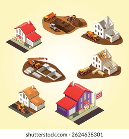 Construction machinery for every stage of house building real estate civil architecture mine engineer excavating architect