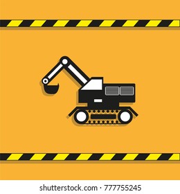Construction machinery. Excavator. Vector icon.