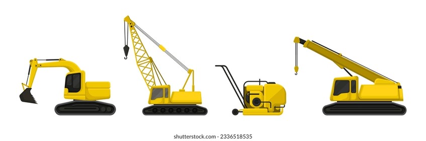 Construction Machinery and Heavy Vehicle Vector Set