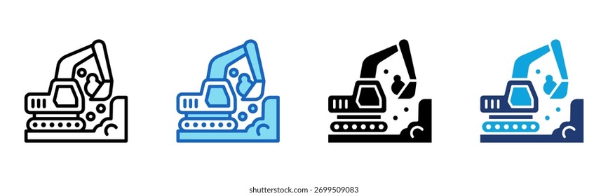 Construction Machinery Icon Multi Style Vector Illustration