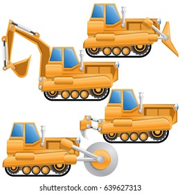 Maquinaria de construcción. Aislado sobre fondo blanco. Ilustración vectorial.
