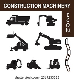 construction machinery related icons collection vector illustration
