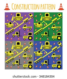 construction machinery in the toy style pattern, seamless