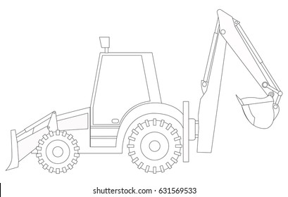 Construction machinery. Tractor. Coloring pages for children