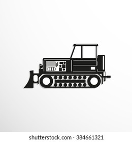 Construction machinery. Tractor. Vector icon.