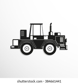 Construction machinery. Tractor. Vector icon.