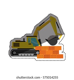 Construction machinery vehicle icon vector illustration graphic design