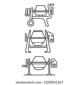 Construction machinery.Concrete mixer icon.Concrete cement production.Pictogram for web page.Isolated on white background.Outline vector illustration.