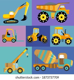 Construction machines. Endless texture for your design.