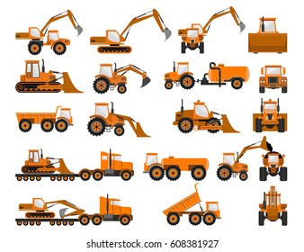 Construction machines and equipment. Vector illustration