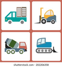 Construction machines set, transport collection isolated on white