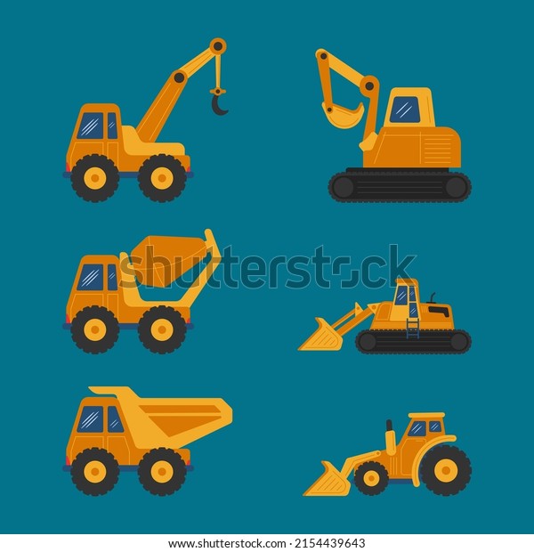 Construction machines\
set vector\
illustration