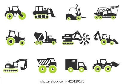 Construction Machines  simply symbols for web and user interface