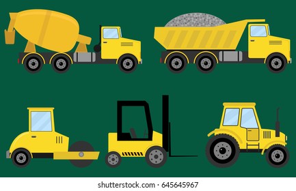 Construction machines, special machinery. Flat design, vector illustration, vector.