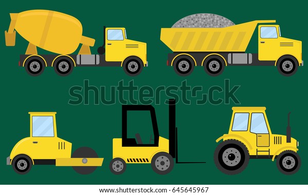 Construction machines, special machinery. Flat\
design, vector illustration,\
vector.